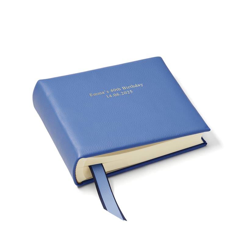 Aspinal of London 8-inch Leather Photo Album in Capri Blue Pebble
