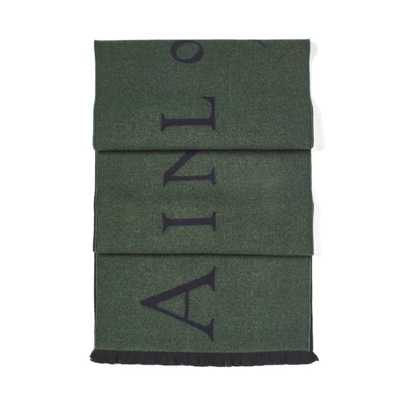 Aspinal of London Bi-Colour Heavyweight Merino Wool Scarf in Alpine Green & Navy