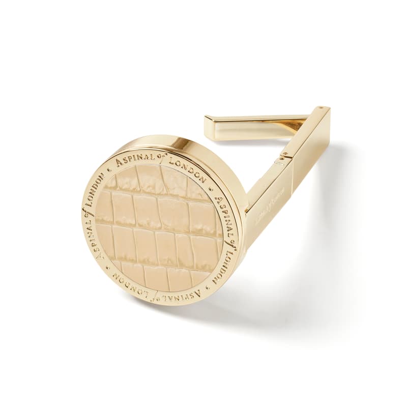 Aspinal of London Foldable Handbag Hook in Deep Shine Buttermilk Small Croc