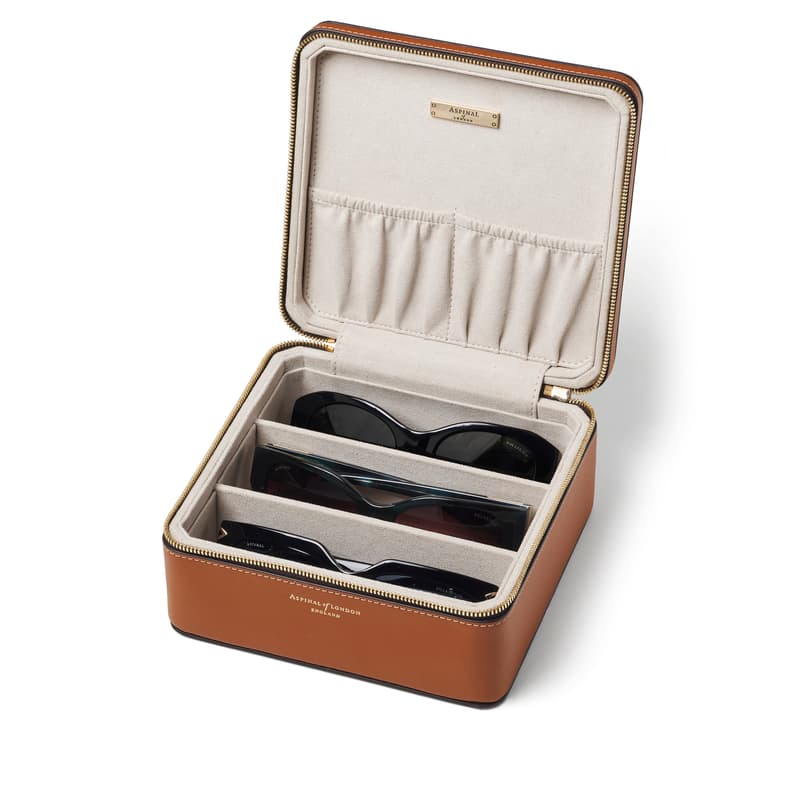 Aspinal of London Travel Sunglasses Case in Smooth Tan