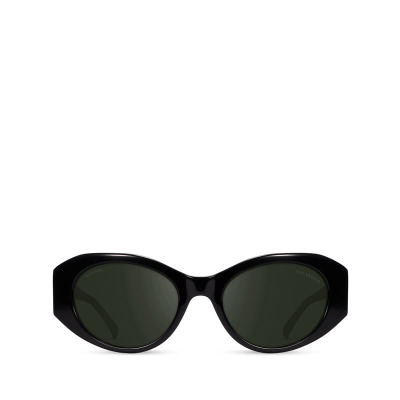 Aspinal of London Evie Oval Sunglasses in Black
