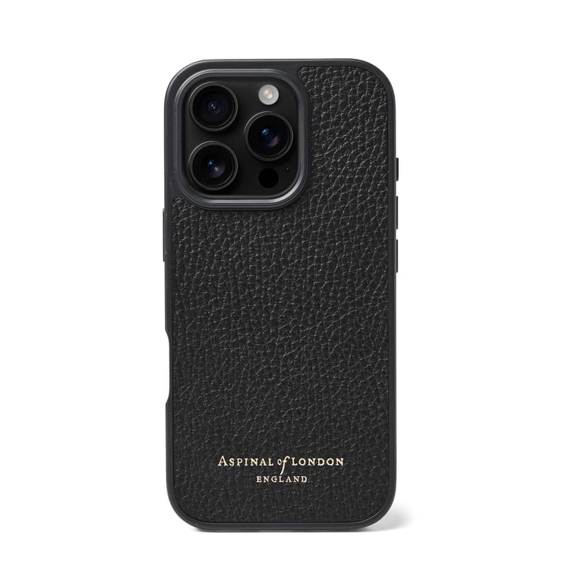 Aspinal of London - iPhone 16 Pro-Hülle in schwarzem Kieselstein