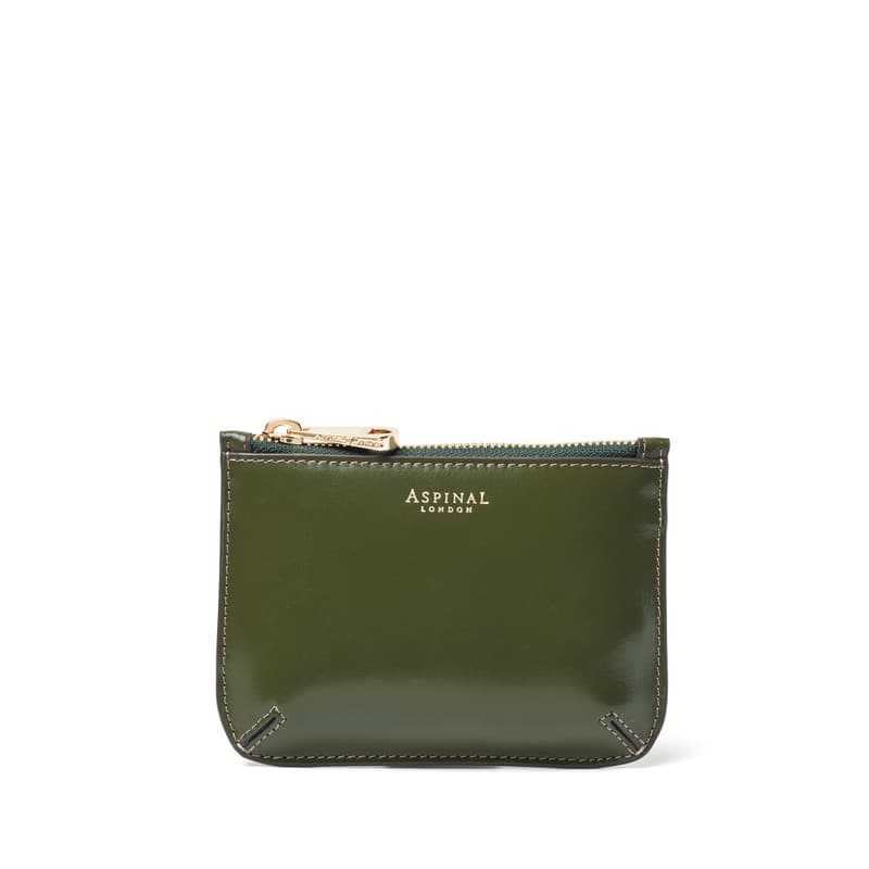 Aspinal of London Small Ella Pouch in Smooth Moss Green