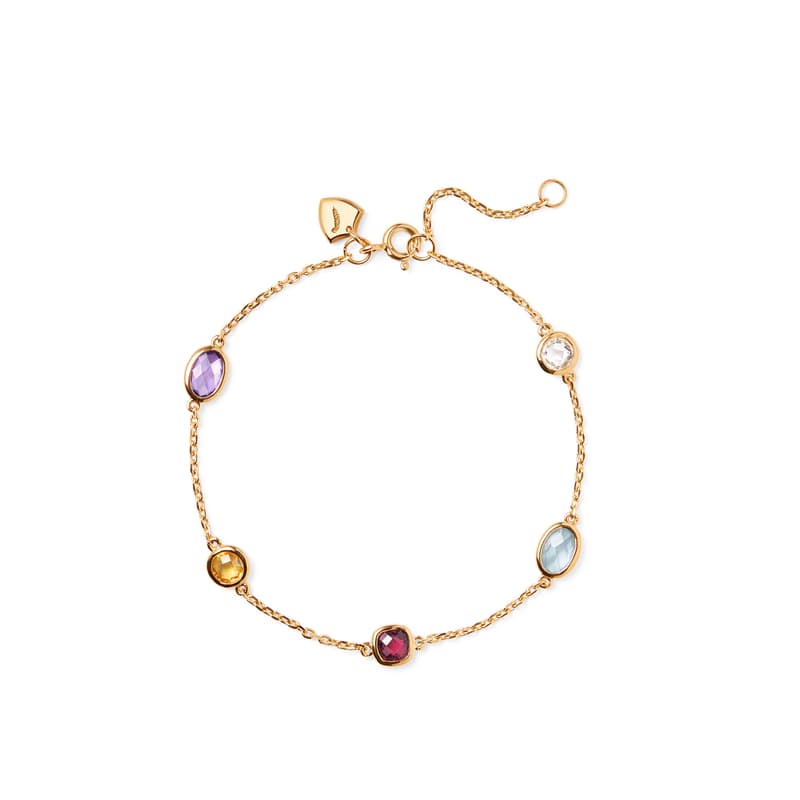 Aspinal of London Gemstone Bracelet in Multi Gemstones & 18ct Gold Vermeil