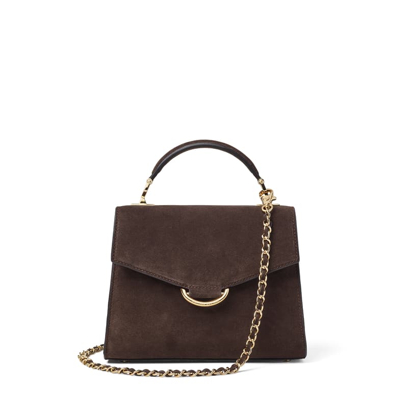 Aspinal of London Annabel Midi in Chocolate Suede