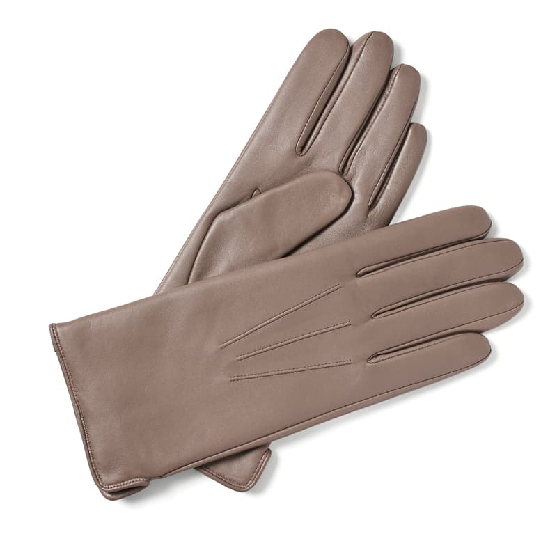 Aspinal of London Women's Cashmere Lined Leather Gloves in Moleskin Nappa