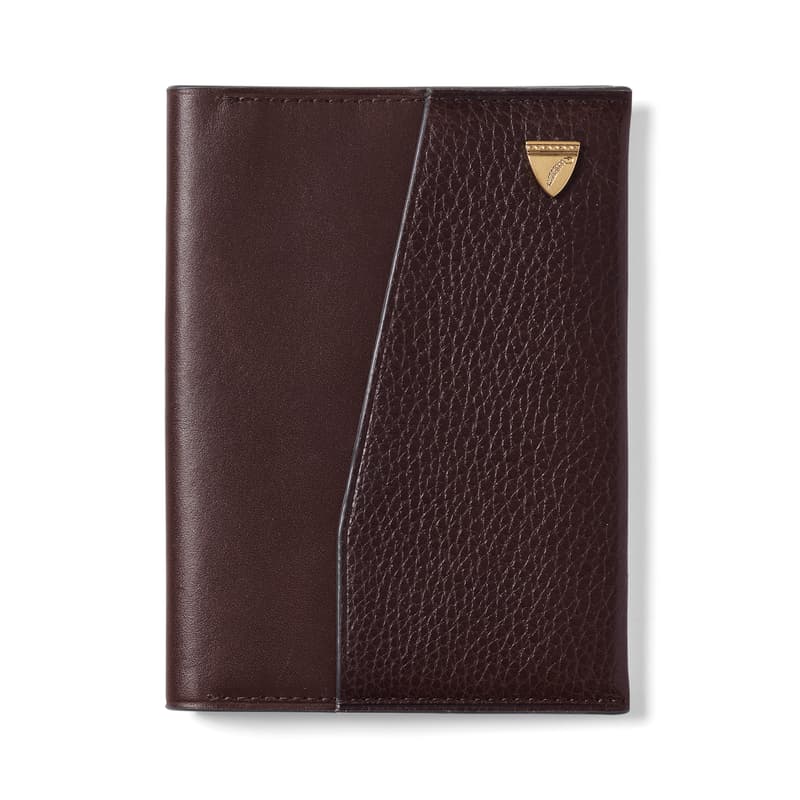 Aspinal of London Heritage Passport Cover in Conker Pebble