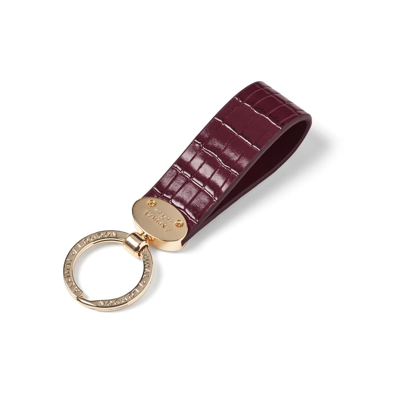 Aspinal Of London Oval Loop Keyring In Red