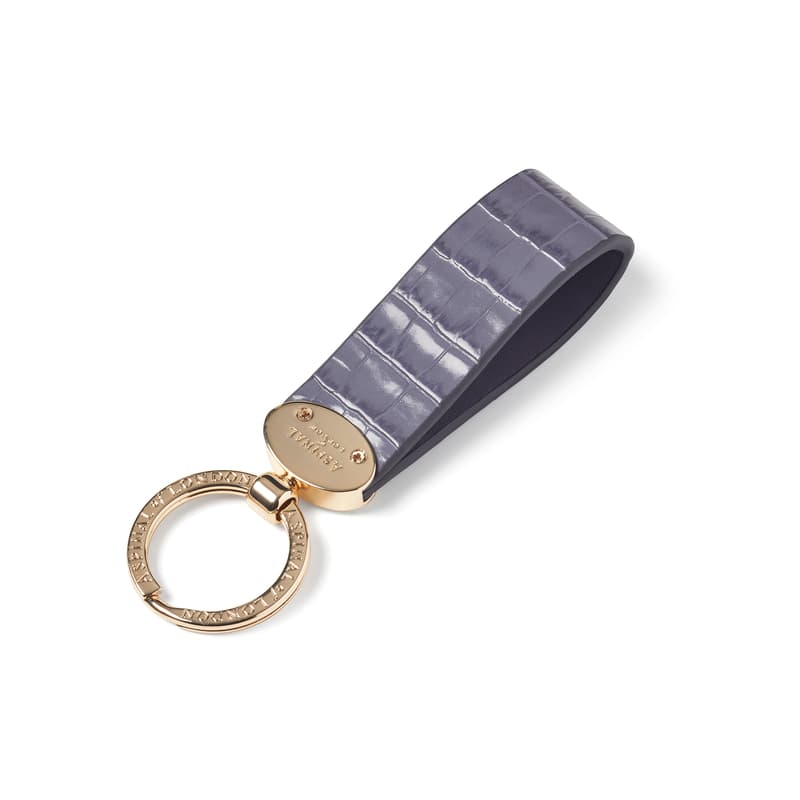 Aspinal Of London Oval Loop Keyring In Blue