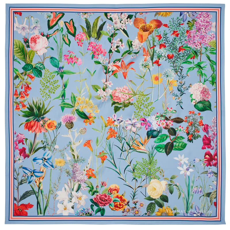 Aspinal of London Garden Silk Scarf in Multi-Coloured Pure Silk