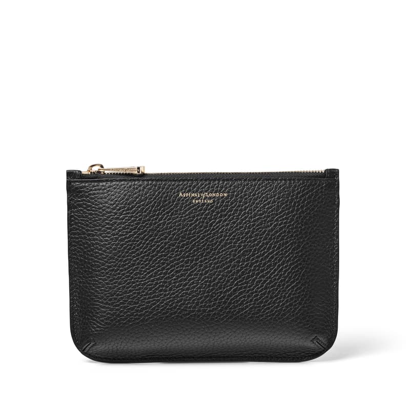 Aspinal of London Medium Ella Pouch in Black Pebble