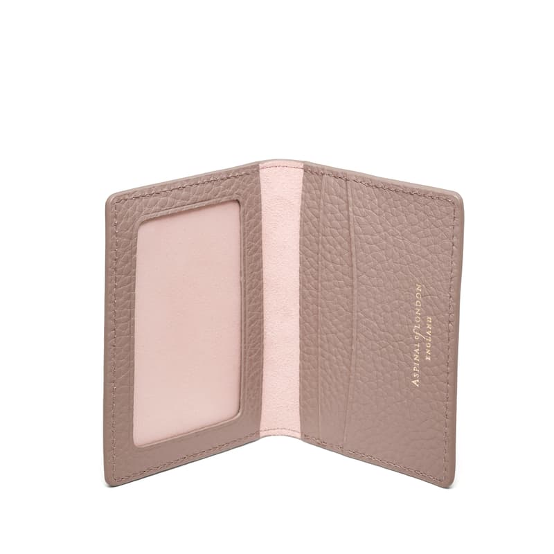 Aspinal of London ID & Travel Card Case in Soft Taupe Pebble