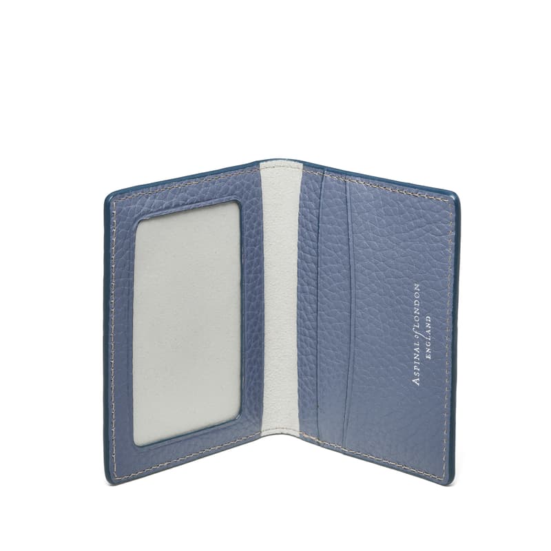 Aspinal of London ID & Travel Card Case in Heritage Blue Pebble