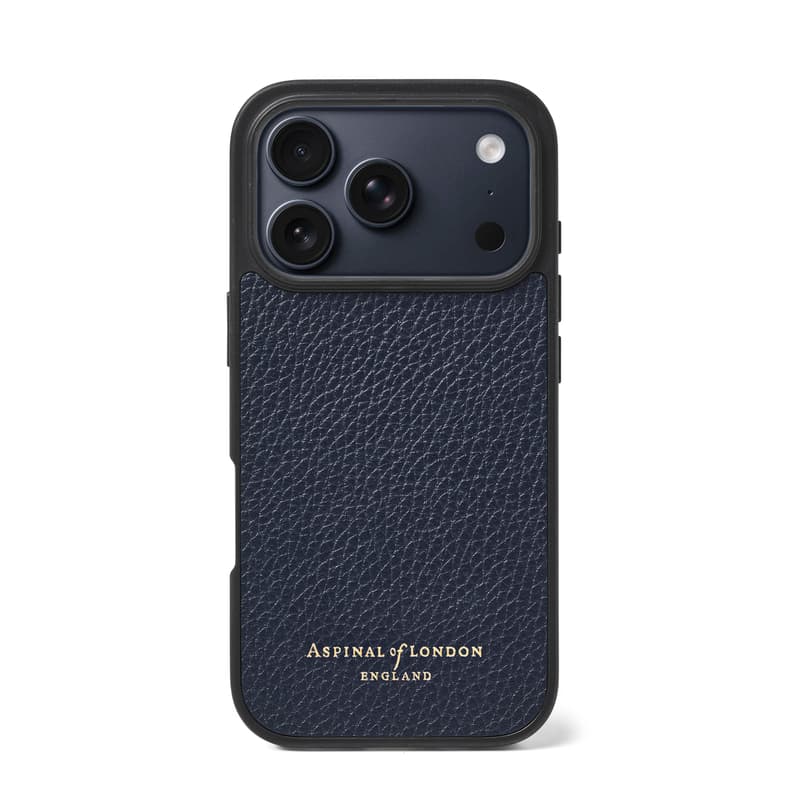 Aspinal of London iPhone 18 Pro Case in Navy Pebble