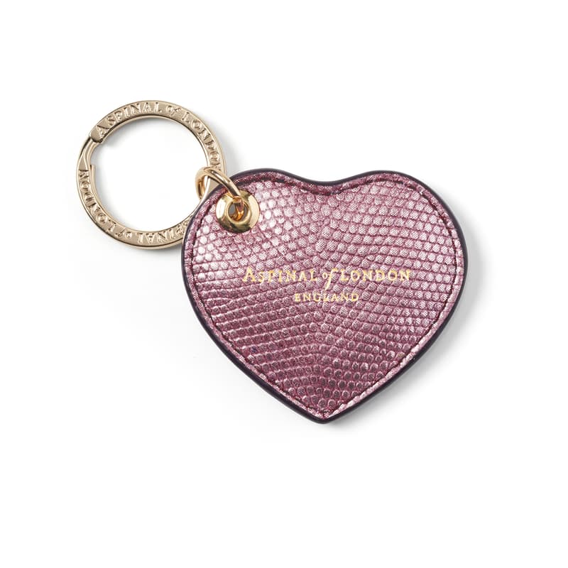 Aspinal Of London Small Heart Keyring In Purple