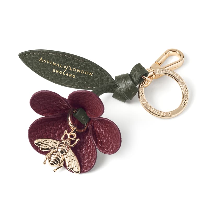 Aspinal Of London Wildflower & Bee Keyring In Red