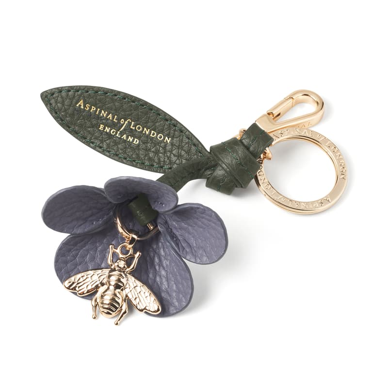 Aspinal Of London Wildflower & Bee Keyring In Blue