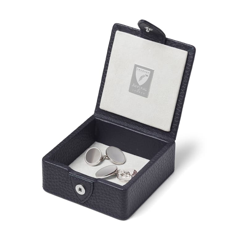 Aspinal of London Stud Box in Marineblau-Kieselstein