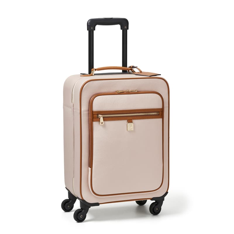 Aspinal of London Hudson Cabin Suitcase in Beach Stone Premium Pebble & Smooth Tan