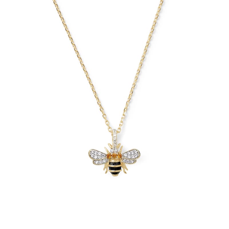 Aspinal of London Diamond Bee Pendant Necklace in 14ct Gold