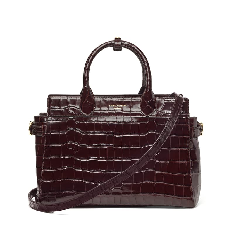 Aspinal of London Savannah in Deep Shine Amazon Brown Croc