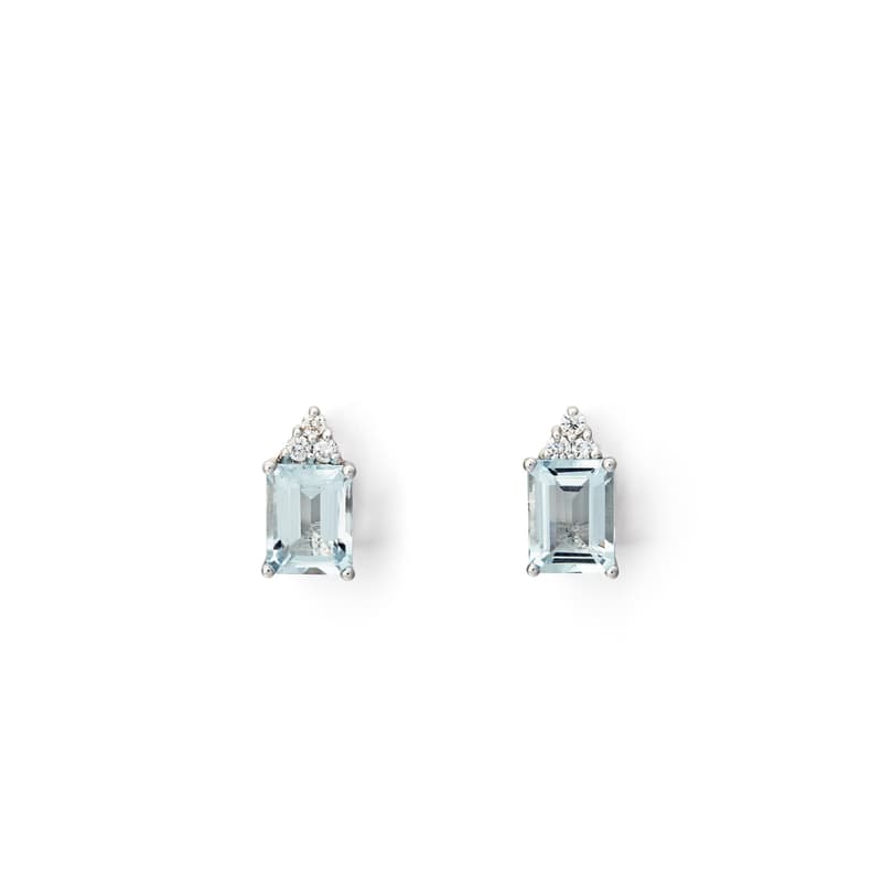 Aspinal of London Iris 18ct White Gold Aquamarine & Diamond Stud Earrings