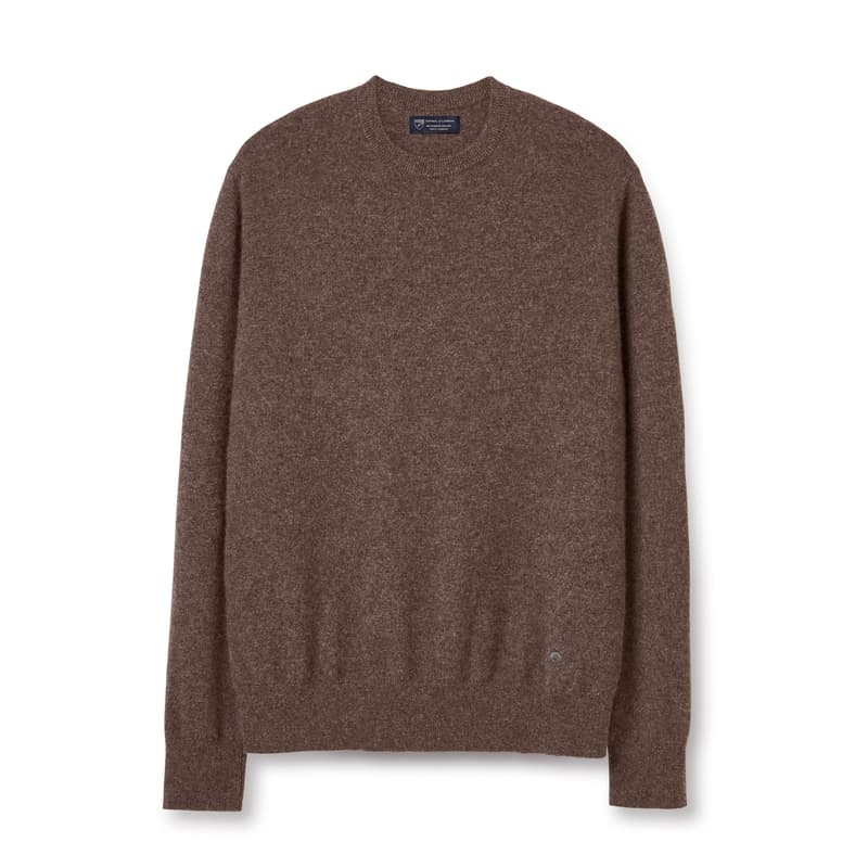 Aspinal of London Men's Crew Neck Cashmere Jumper in Mocha Melange