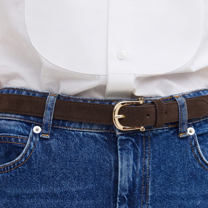 Aspinal of London Bella Waist Belt in Chocolate Suede view 2