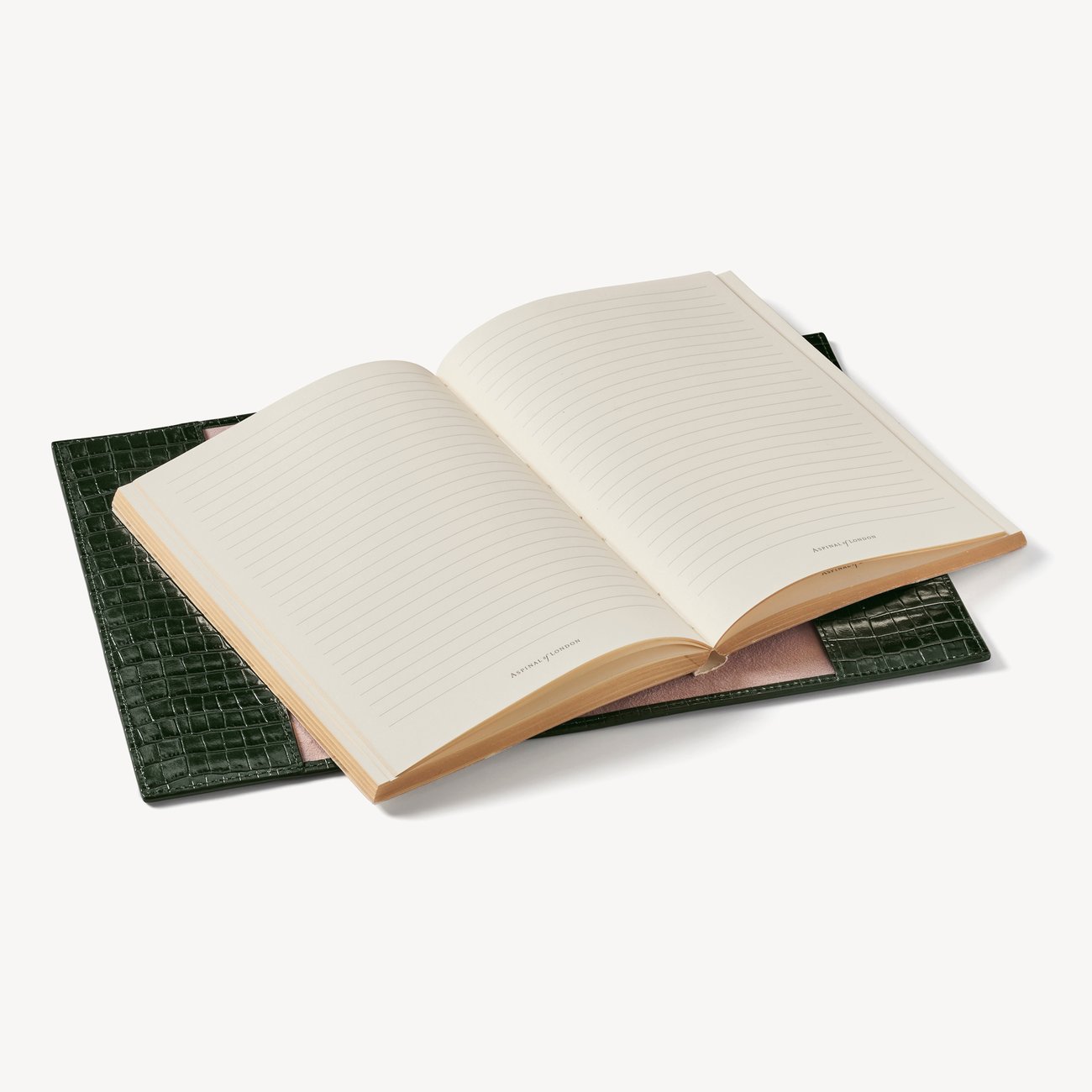 A5 Refillable Luxury Journal in Evergreen Small Croc | Aspinal