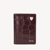 Double Fold Credit Card Holder Deep Shine Amazon Brown Croc