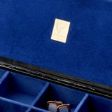 Men's Cufflink Box Deep Shine Black Croc & Cobalt Blue Suede