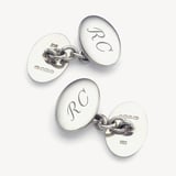 Double Domed Sterling Silver Engraved Cufflinks Sterling Silver 925