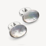 Oval Sterling Silver Semi Precious Cufflinks Mother of Pearl & Sterling Silver 925
