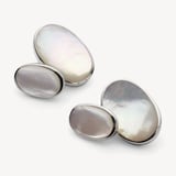 Oval Sterling Silver Semi Precious Cufflinks Mother of Pearl & Sterling Silver 925