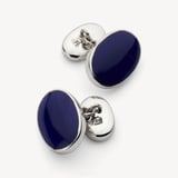 Oval Sterling Silver Semi Precious Cufflinks Blue Lapis & Sterling Silver 925