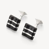 Wave Sterling Silver Cufflinks Onyx & Sterling Silver 925