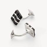 Wave Sterling Silver Cufflinks Onyx & Sterling Silver 925