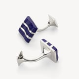 Wave Sterling Silver Cufflinks Lapis & Sterling Silver 925