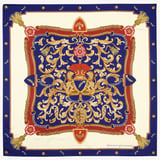 Aspinal Signature Shield Silk Scarf Blue Pure Silk