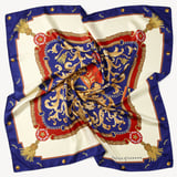 Aspinal Signature Shield Silk Scarf Blue Pure Silk