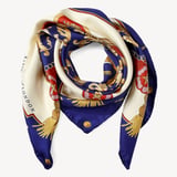 Aspinal Signature Shield Silk Scarf Blue Pure Silk