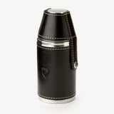 6oz Hunter Leather Flask Smooth Black & Cobalt Blue Suede