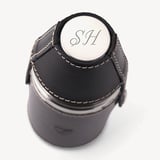 6oz Hunter Leather Flask Smooth Black & Cobalt Blue Suede