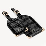 Set of 2 Luggage Tags Deep Shine Black Croc