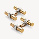 Double Barrel Cufflinks 18ct Gold Plated & Sterling Silver 925