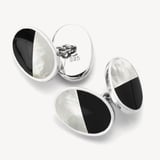 Oval Bicolour Cufflinks Onyx & Mother of Pearl set in Sterling Silver 925