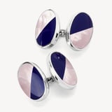 Oval Bicolour Cufflinks Lapis & Pink Mother of Pearl Sterling Silver 925