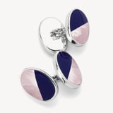Oval Bicolour Cufflinks Lapis & Pink Mother of Pearl Sterling Silver 925