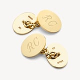Gold Plain Oval Personalised Cufflinks Sterling Silver 925 & Gold Plated