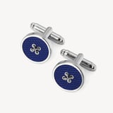 Button Cufflinks Blue Enamel & Sterling Silver 925